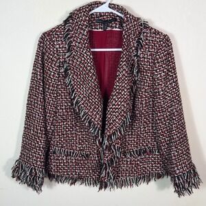White House Black Market Size 12‎ Tweed Fringed Jacket Career Business
